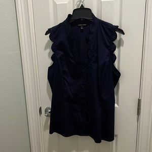 Elegant Navy 41 Hawthorn Scalloped Blouse XL